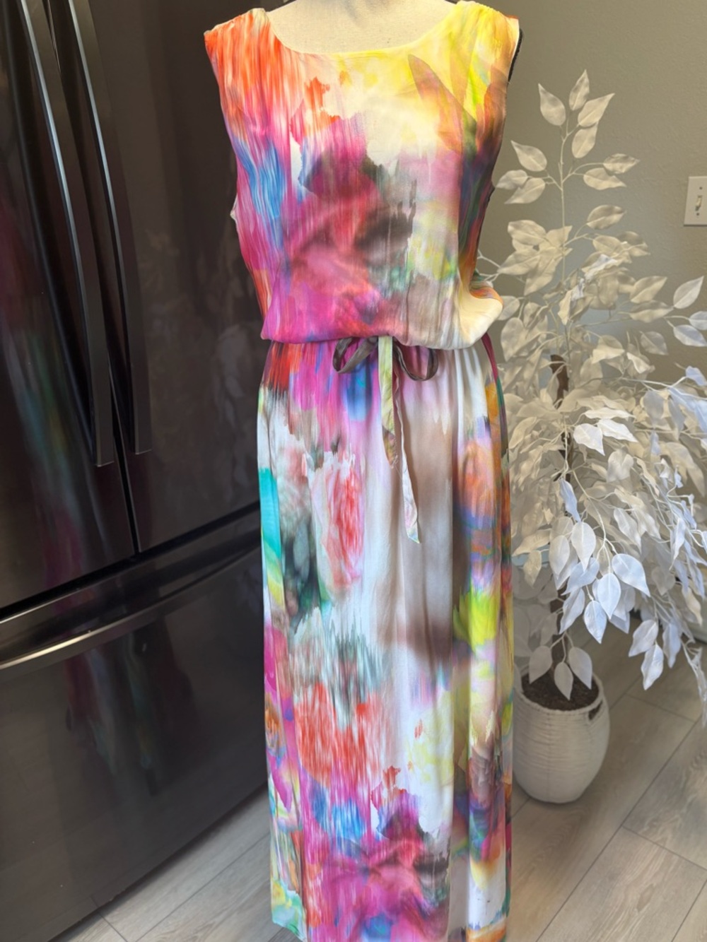 PROMOD (Spain). Multicolor Pink Orange maxi dress. Fully lined. Size M. EUC